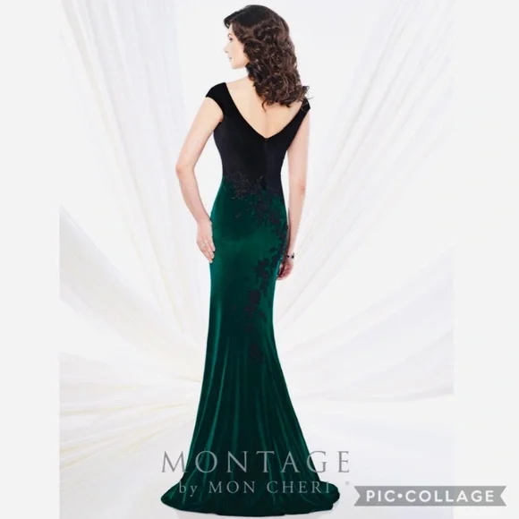 Montage by MonCheri velvet sleeveless long gown with shawl - Picture 3 of 10